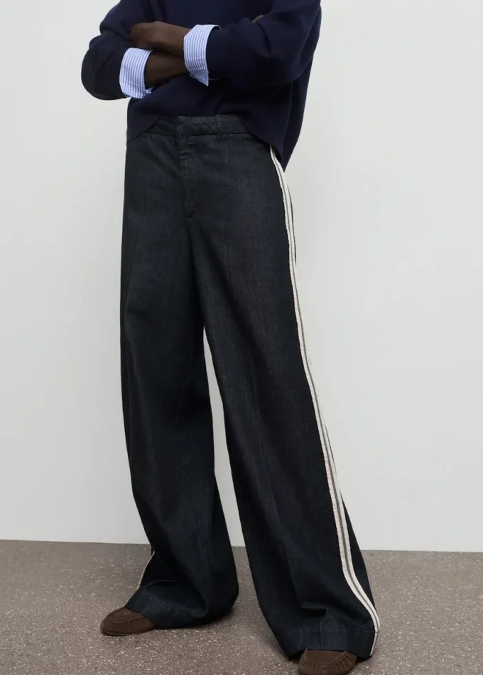 Dżinsy z szerokimi nogawkami w paski Dżinsy z szerokimi nogawkami w paski