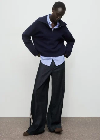 Dżinsy z szerokimi nogawkami w paski