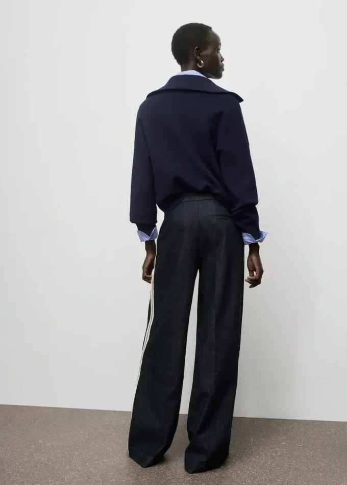 Dżinsy z szerokimi nogawkami w paski Dżinsy z szerokimi nogawkami w paski