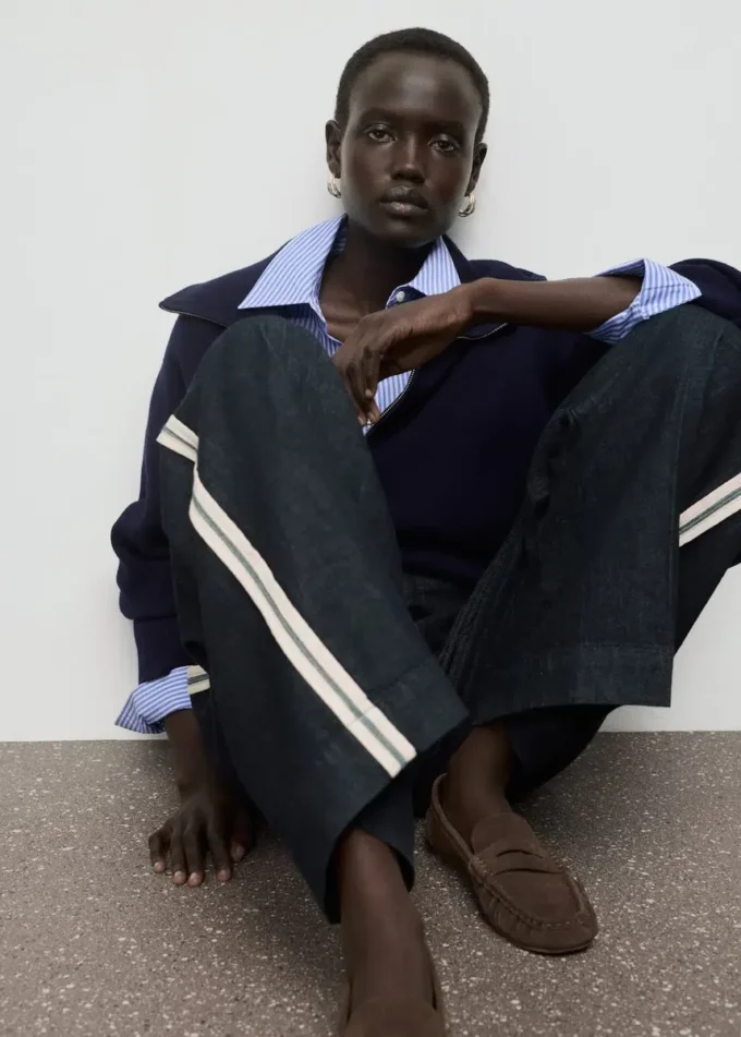 Dżinsy z szerokimi nogawkami w paski Dżinsy z szerokimi nogawkami w paski