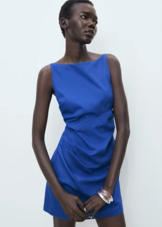 Drapowana sukienka z lnu