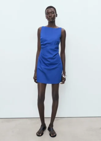 Drapowana sukienka z lnu