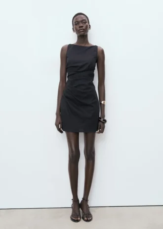 Drapowana sukienka z lnu