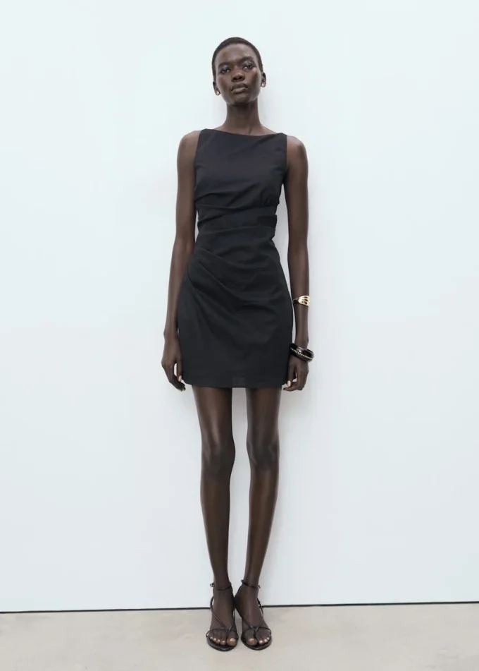 Drapowana sukienka z lnu Drapowana sukienka z lnu