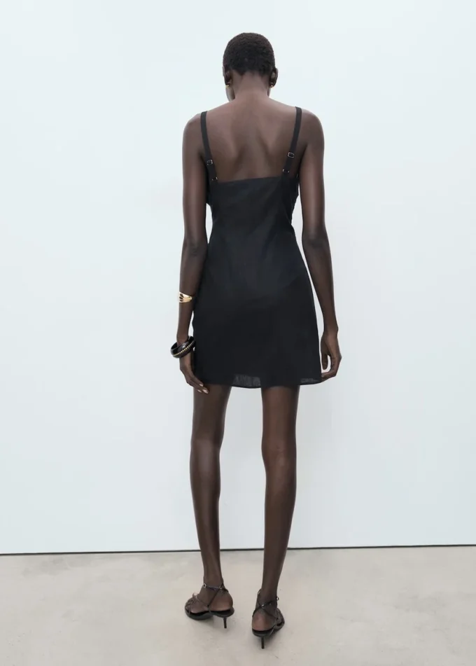 Drapowana sukienka z lnu Drapowana sukienka z lnu