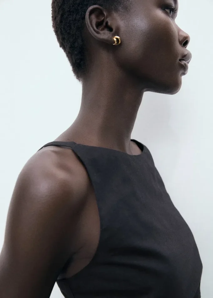 Drapowana sukienka z lnu Drapowana sukienka z lnu