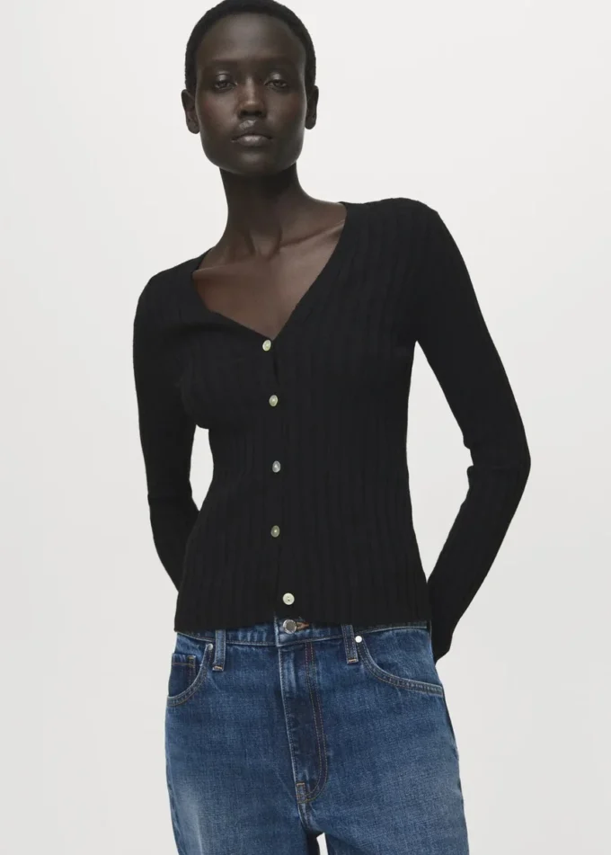 Drobno dziana dzianinowa kurtka Drobno dziana dzianinowa kurtka