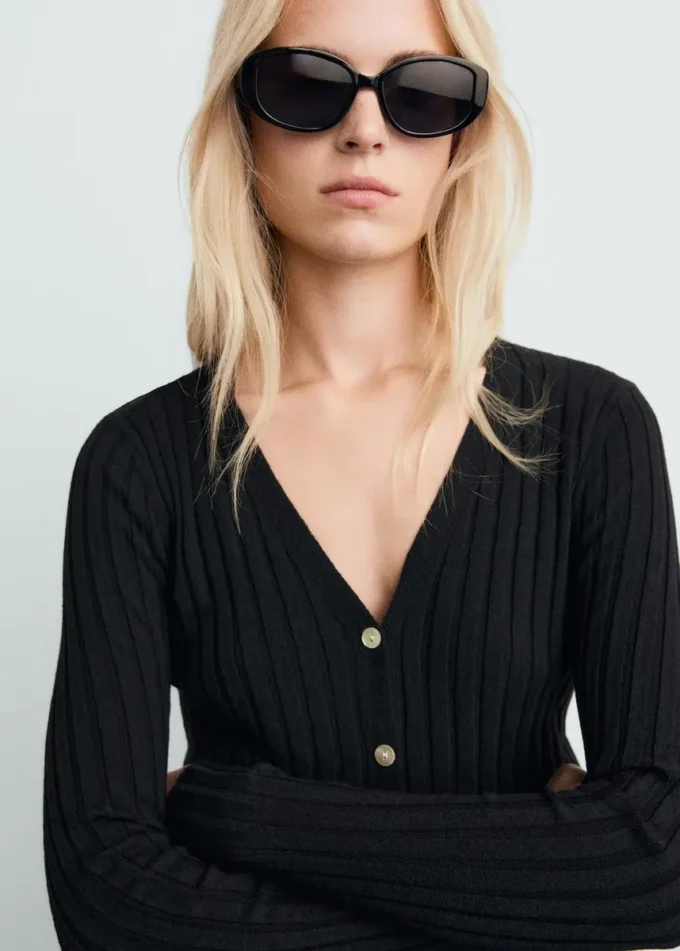 Drobno dziana dzianinowa kurtka Drobno dziana dzianinowa kurtka