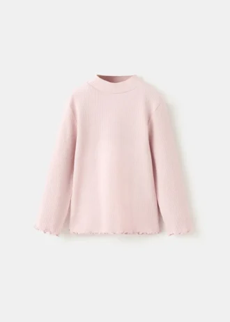 Długa koszulka z prążkowanej dzianiny