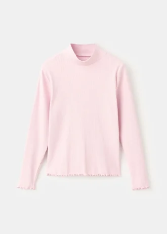 Długa koszulka z prążkowanej dzianiny