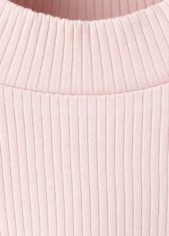 Długa koszulka z prążkowanej dzianiny