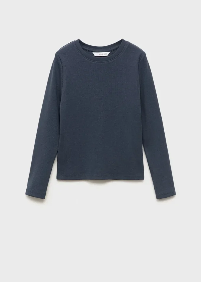 Długa koszulka z prążkowanej dzianiny Długa koszulka z prążkowanej dzianiny