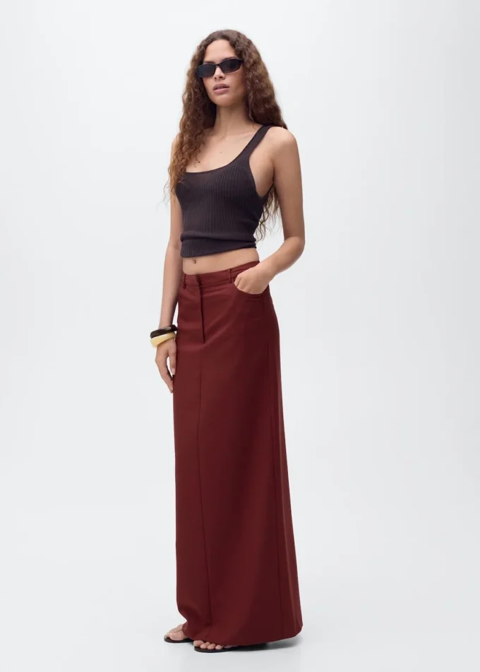 Długa ołówkowa spódnica z rozcięciem Długa ołówkowa spódnica z rozcięciem