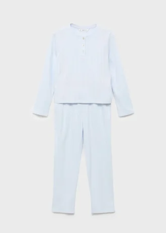 Długa piżama z prążkowanej dzianiny