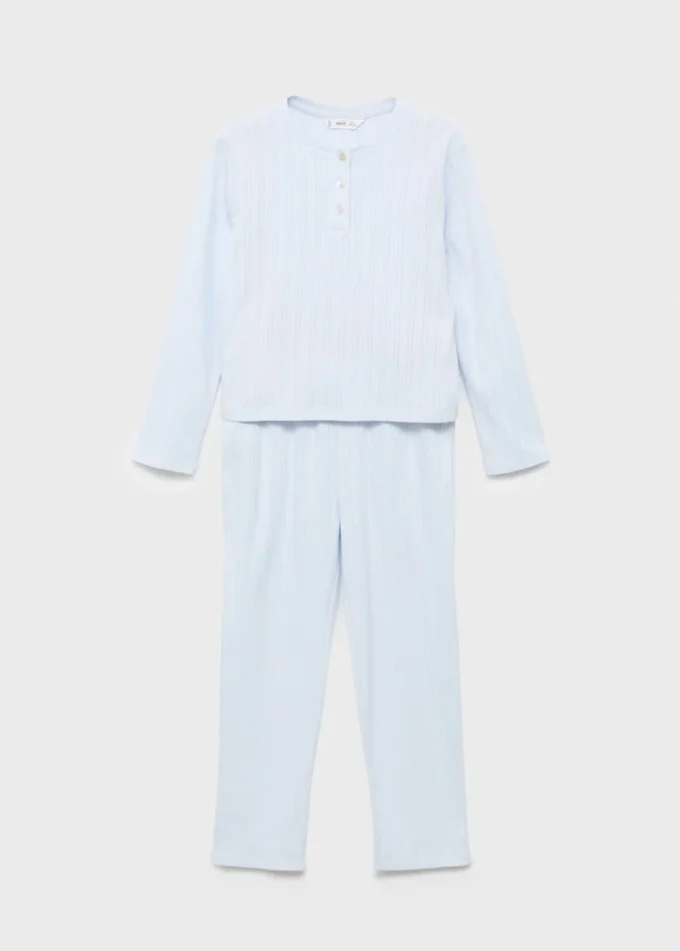 Długa piżama z prążkowanej dzianiny Długa piżama z prążkowanej dzianiny