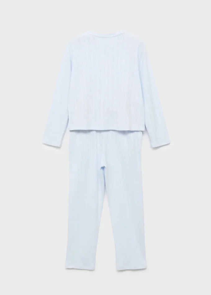 Długa piżama z prążkowanej dzianiny Długa piżama z prążkowanej dzianiny