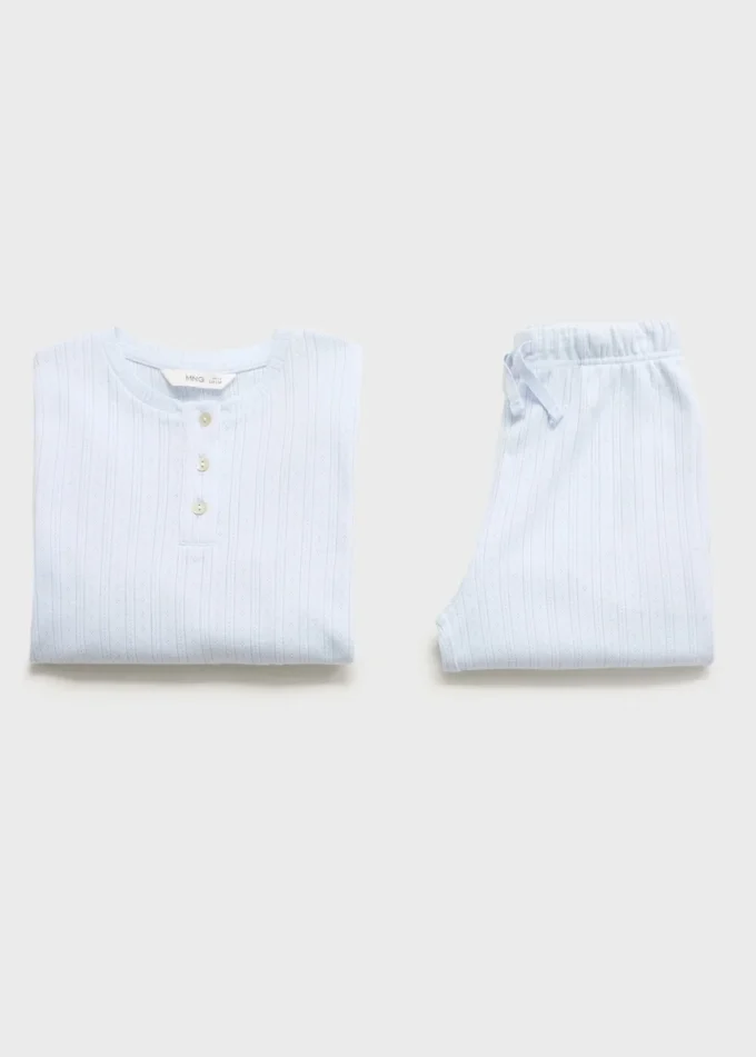 Długa piżama z prążkowanej dzianiny Długa piżama z prążkowanej dzianiny