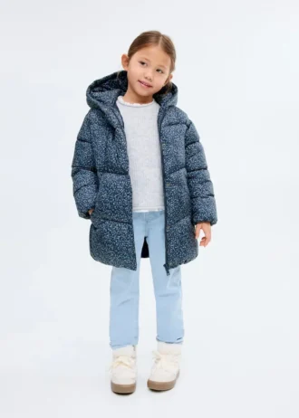 Długa pikowana kurtka w kwiaty