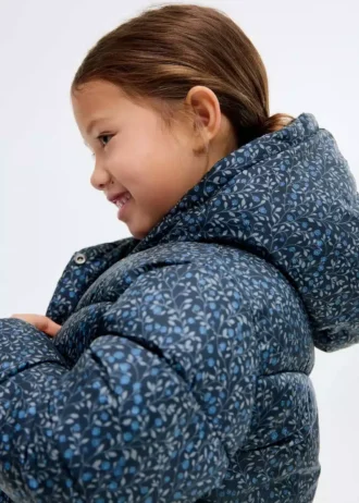 Długa pikowana kurtka w kwiaty