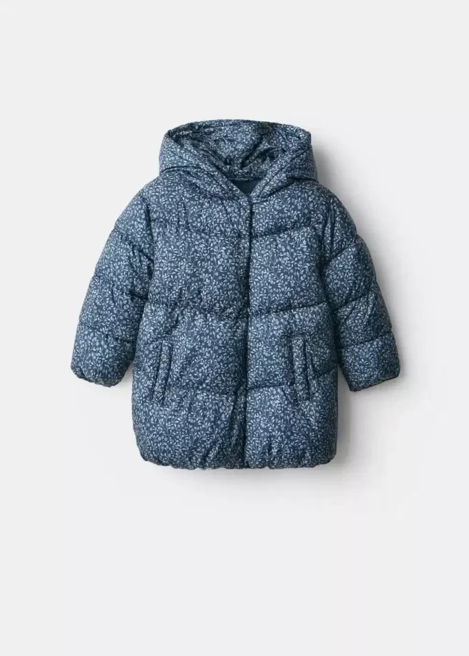 Długa pikowana kurtka w kwiaty Długa pikowana kurtka w kwiaty