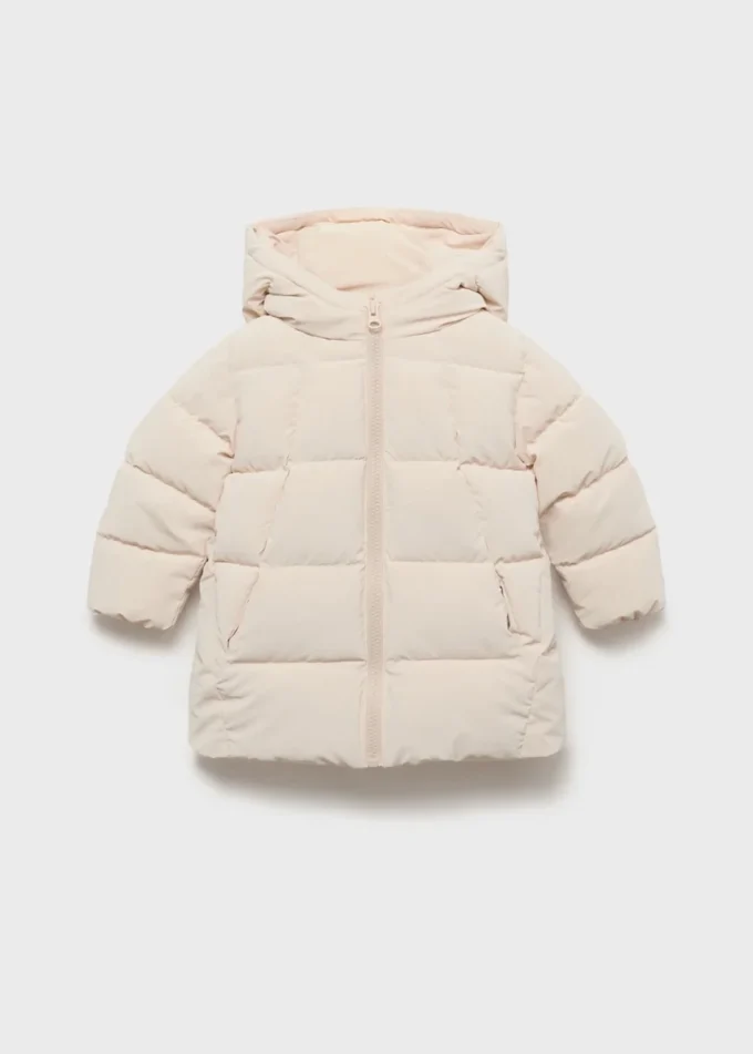 Długa pikowana kurtka z kapturem Długa pikowana kurtka z kapturem