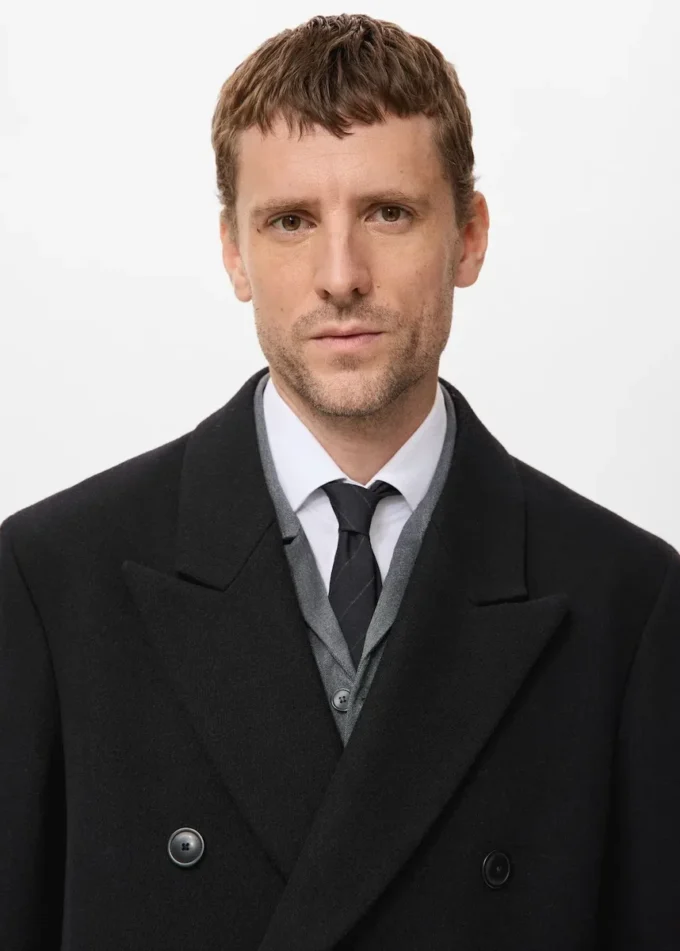 Długi dwurzędowy płaszcz wełniany Długi dwurzędowy płaszcz wełniany