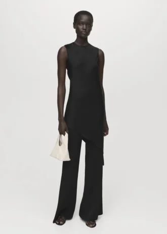 Długie spodnie z rozkloszowanymi nogawkami