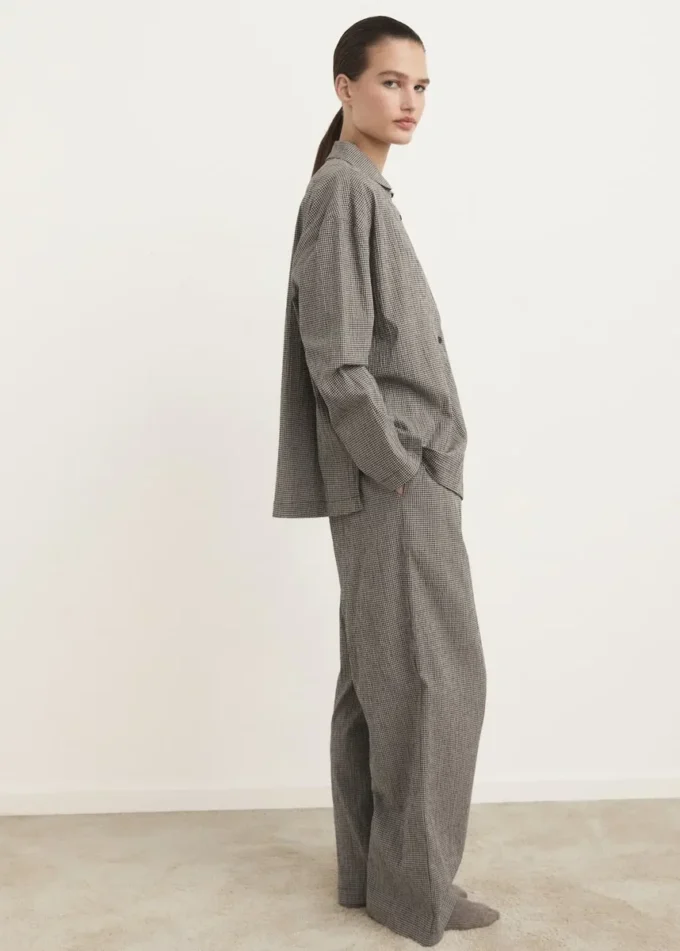 Dwuczęściowa bawełniana piżama w kratkę gingham Dwuczęściowa bawełniana piżama w kratkę gingham