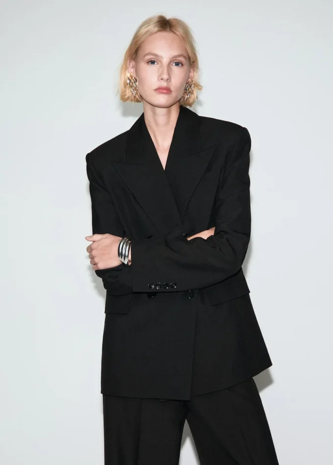 Dwurzędowa marynarka z mieszanki wełny Dwurzędowa marynarka z mieszanki wełny