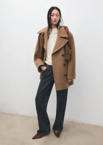 Dwurzędowy płaszcz z wełny Manteco