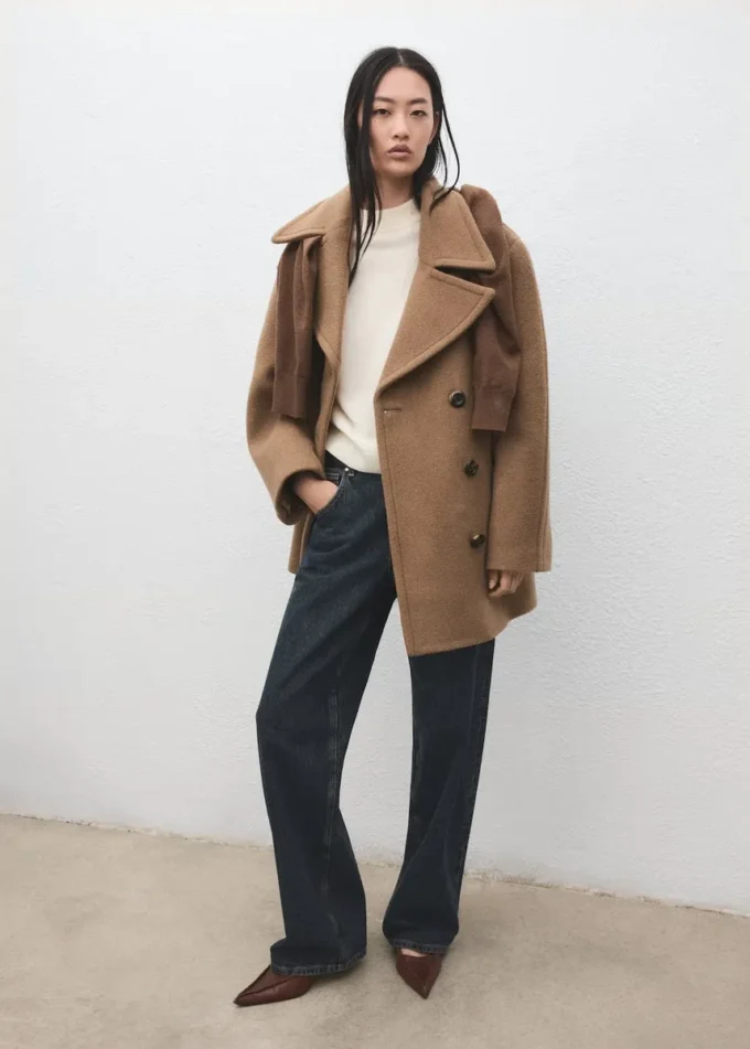 Dwurzędowy płaszcz z wełny Manteco Dwurzędowy płaszcz z wełny Manteco