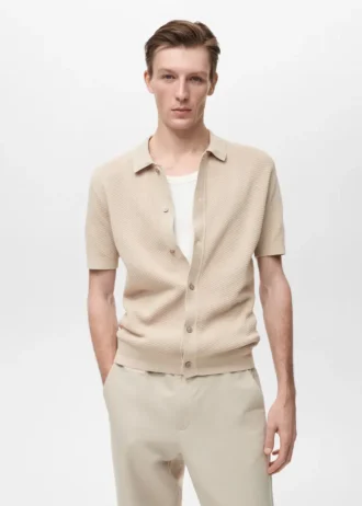 Dzianinowa koszula o strukturalnej fakturze z koronką