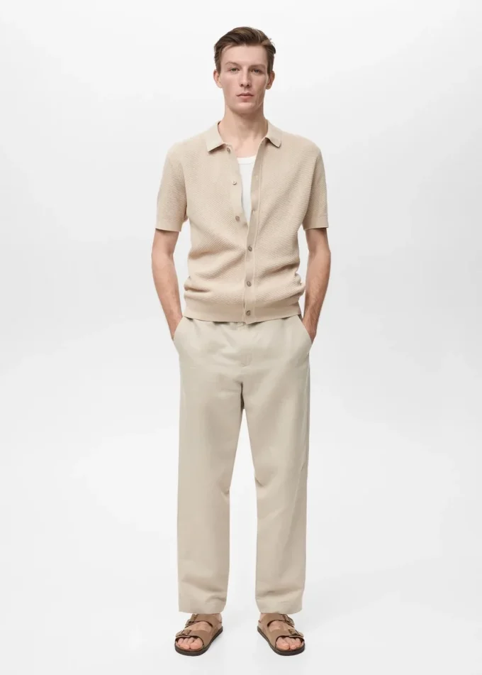 Dzianinowa koszula o strukturalnej fakturze z koronką Dzianinowa koszula o strukturalnej fakturze z koronką