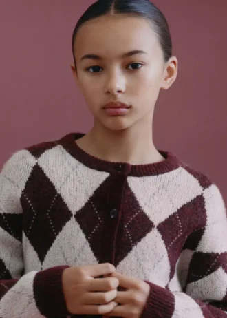 Dzianinowy kardigan w romby