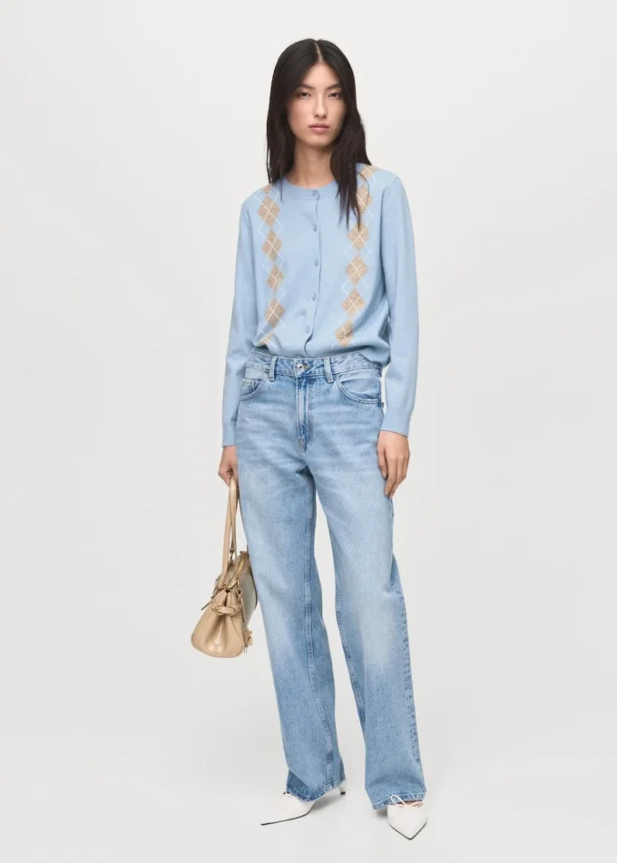 Dzianinowy kardigan w romby Dzianinowy kardigan w romby