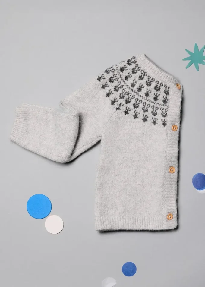 Dzianinowy kardigan z wzorzystym wykończeniem Dzianinowy kardigan z wzorzystym wykończeniem