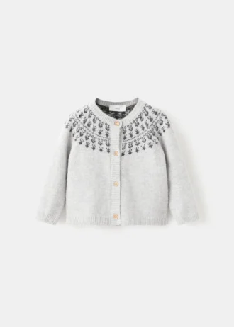 Dzianinowy kardigan z wzorzystym wykończeniem