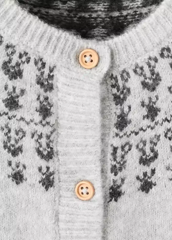 Dzianinowy kardigan z wzorzystym wykończeniem Dzianinowy kardigan z wzorzystym wykończeniem