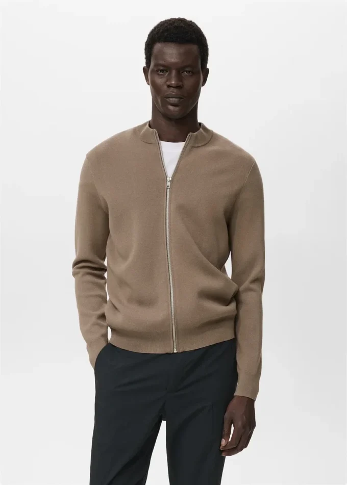 Dzianinowy kardigan zapinany na zamek błyskawiczny Dzianinowy kardigan zapinany na zamek błyskawiczny