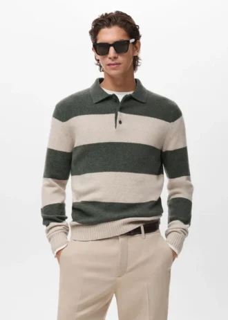 Dzianinowy sweter polo z mieszanki wełny