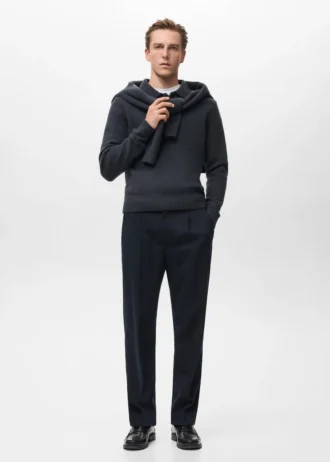 Dzianinowy sweter polo z mieszanki wełny