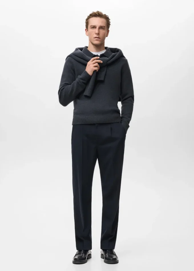 Dzianinowy sweter polo z mieszanki wełny Dzianinowy sweter polo z mieszanki wełny