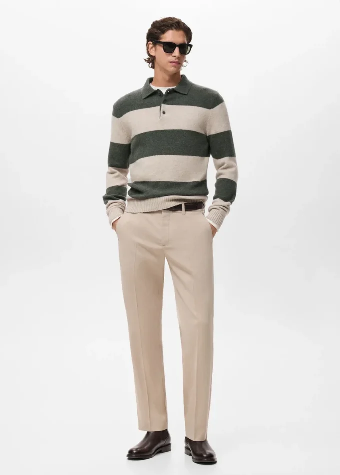 Dzianinowy sweter polo z mieszanki wełny Dzianinowy sweter polo z mieszanki wełny