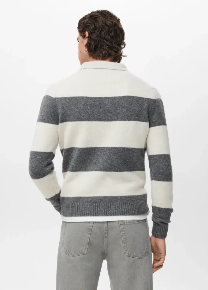 Dzianinowy sweter polo z mieszanki wełny Dzianinowy sweter polo z mieszanki wełny