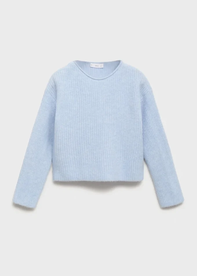 Dzianinowy sweter z prążkowanym wykończeniem