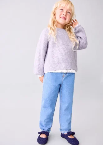 Dzianinowy sweter z prążkowanym wykończeniem