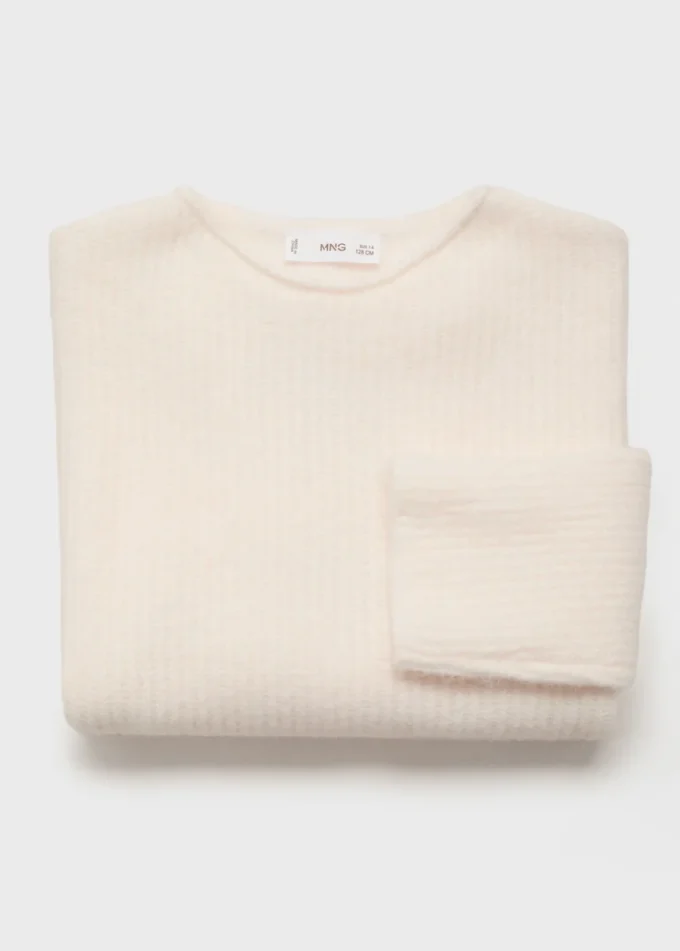 Dzianinowy sweter z prążkowanym wykończeniem