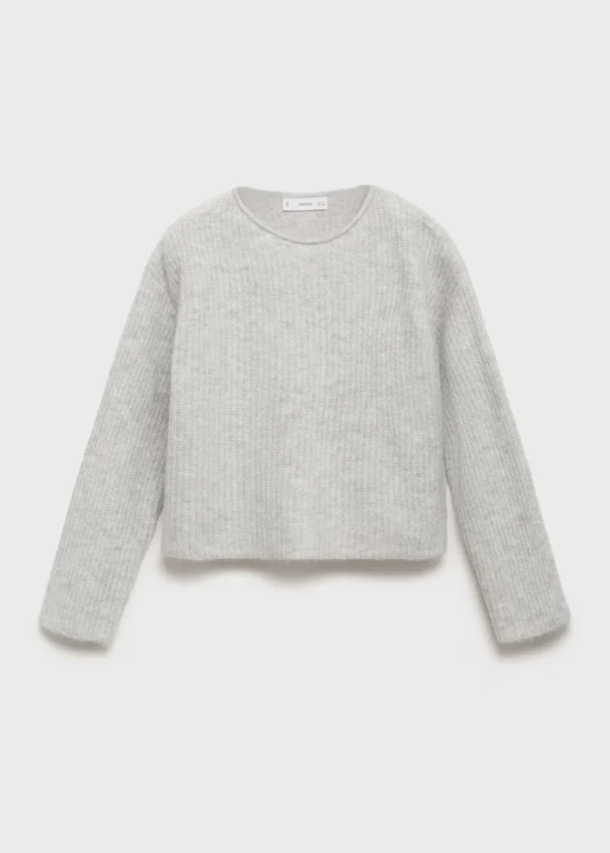 Dzianinowy sweter z prążkowanym wykończeniem