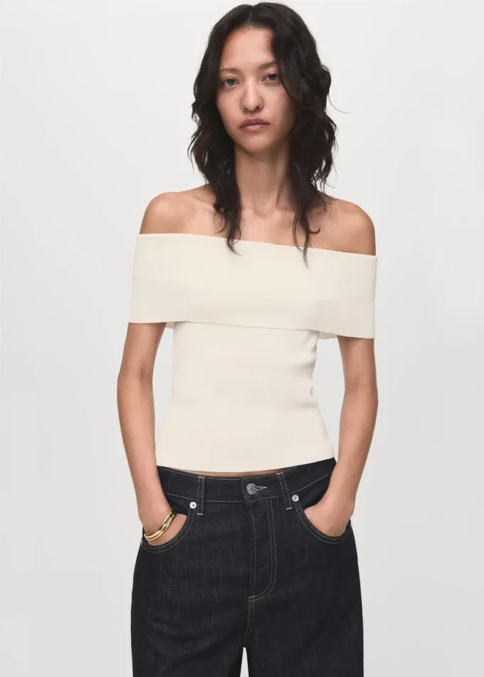 Dzianinowy top bez ramiączek Dzianinowy top bez ramiączek