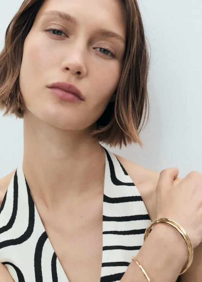 Kamizelka lniana z geometrycznym nadrukiem Kamizelka lniana z geometrycznym nadrukiem